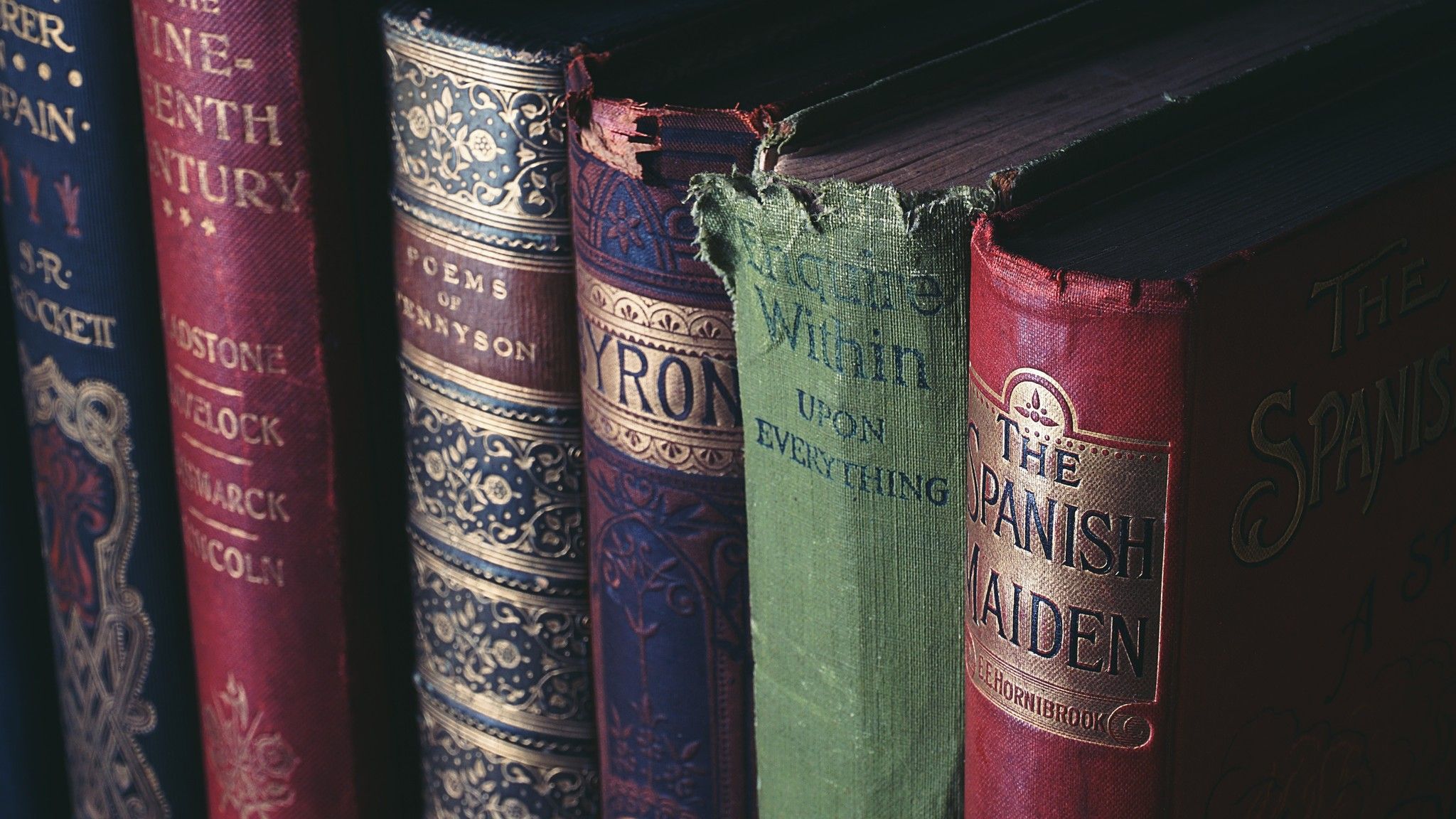 Old books on a bookshelf