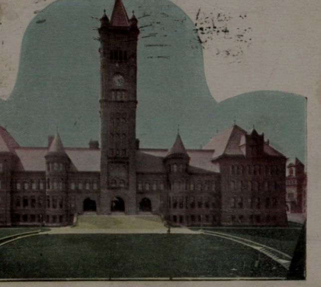 Vintage postcard artwork of Duluth Central High School